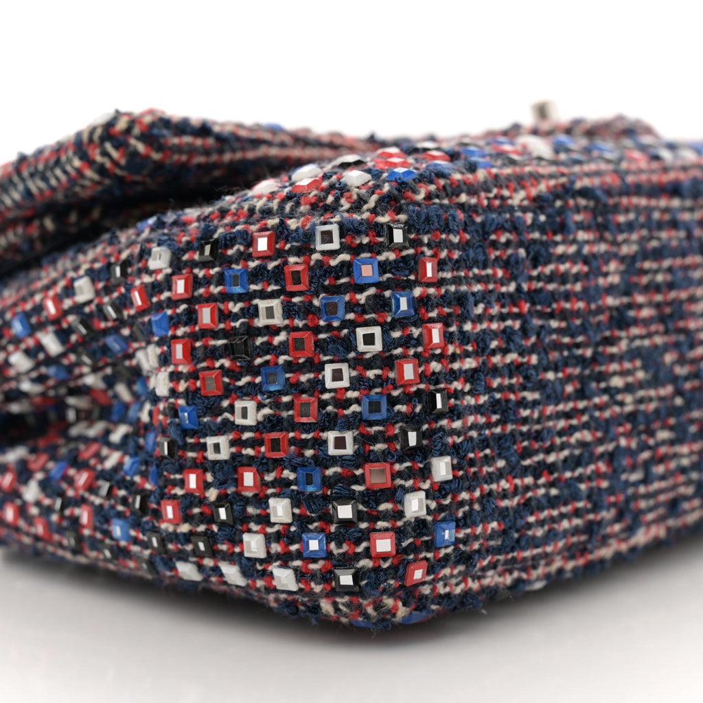Sequin Tweed Medium Double Flap Red White Blue