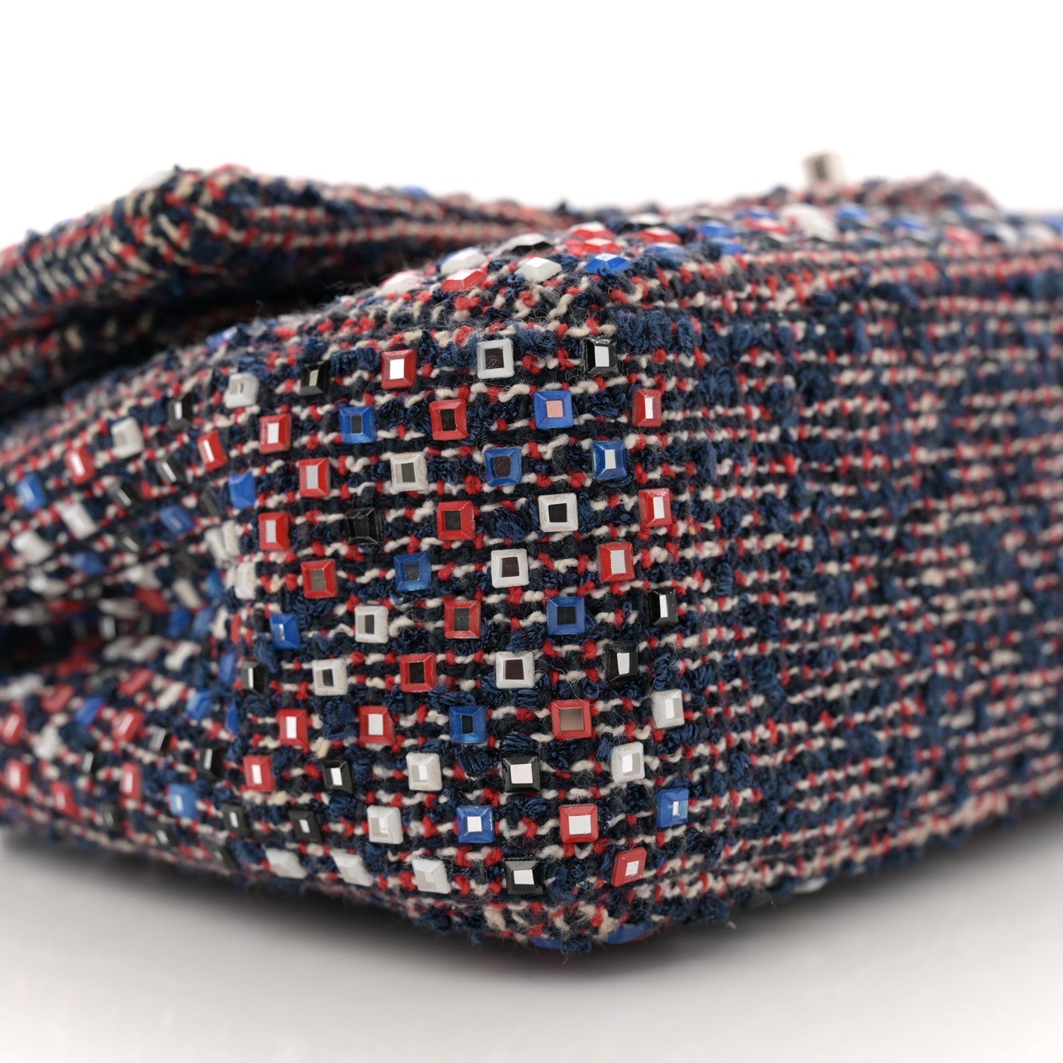 Sequin Tweed Medium Double Flap Red White Blue