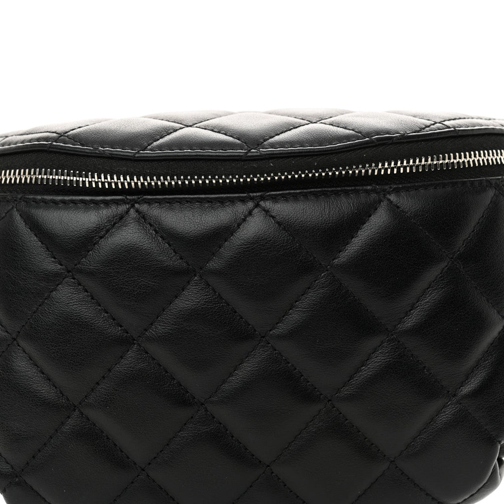 Calfskin Quilted Waist Belt Bag Black