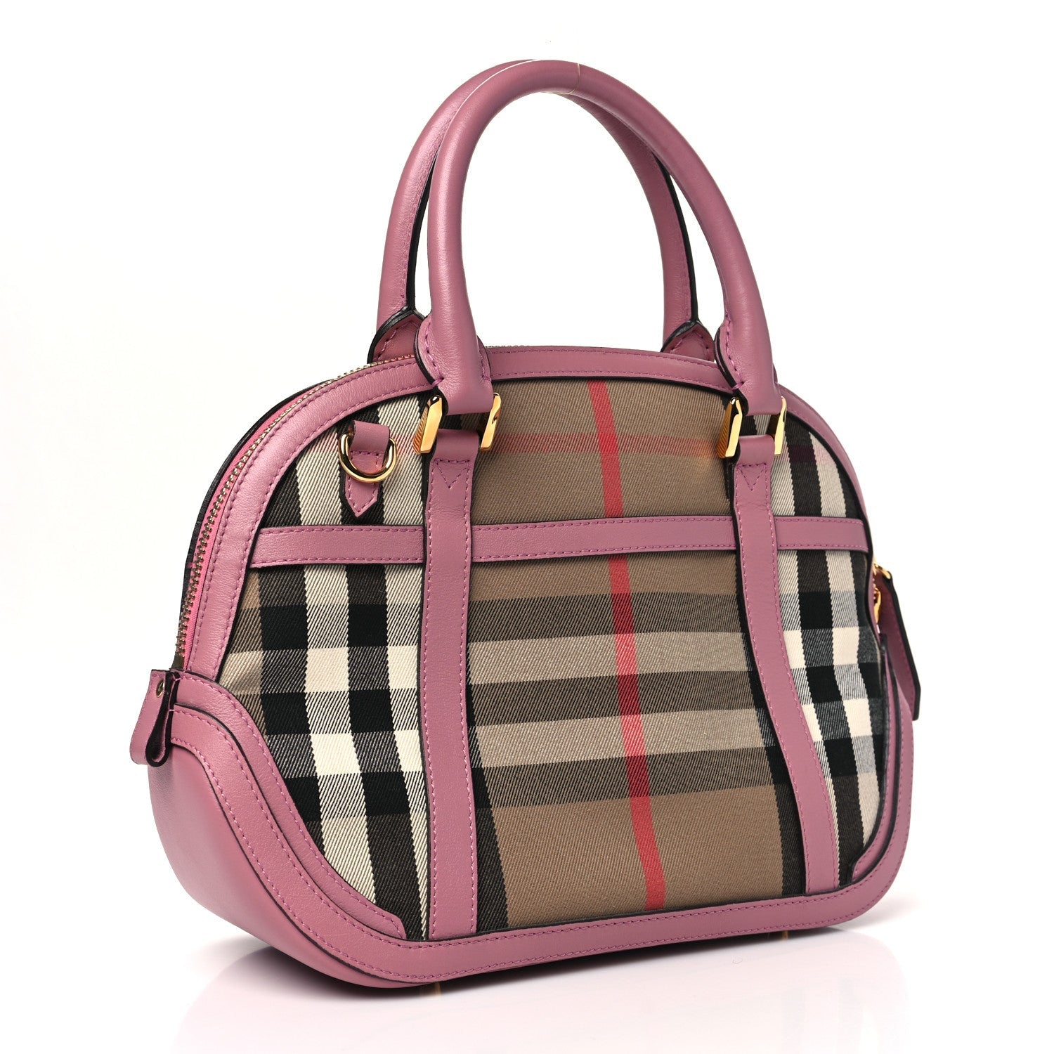 Bridle Calfskin House Check Small Orchard Bowling Bag Mauve Pink