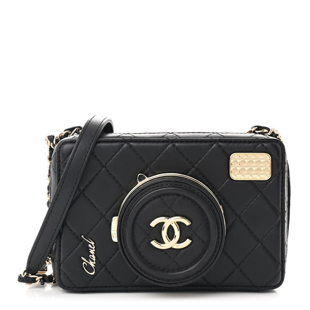 Lambskin Quilted Coco  Bag Black