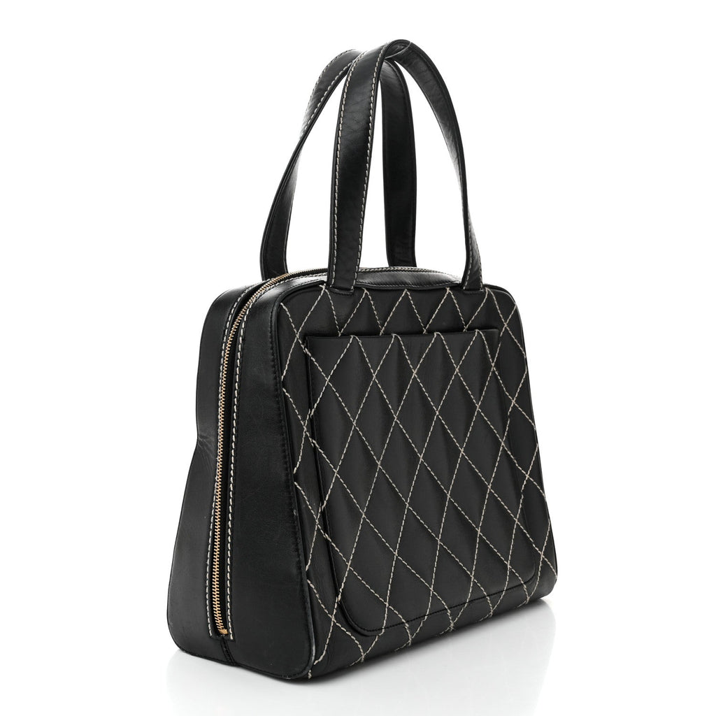 Calfskin Contrast Stitch Surpique Black