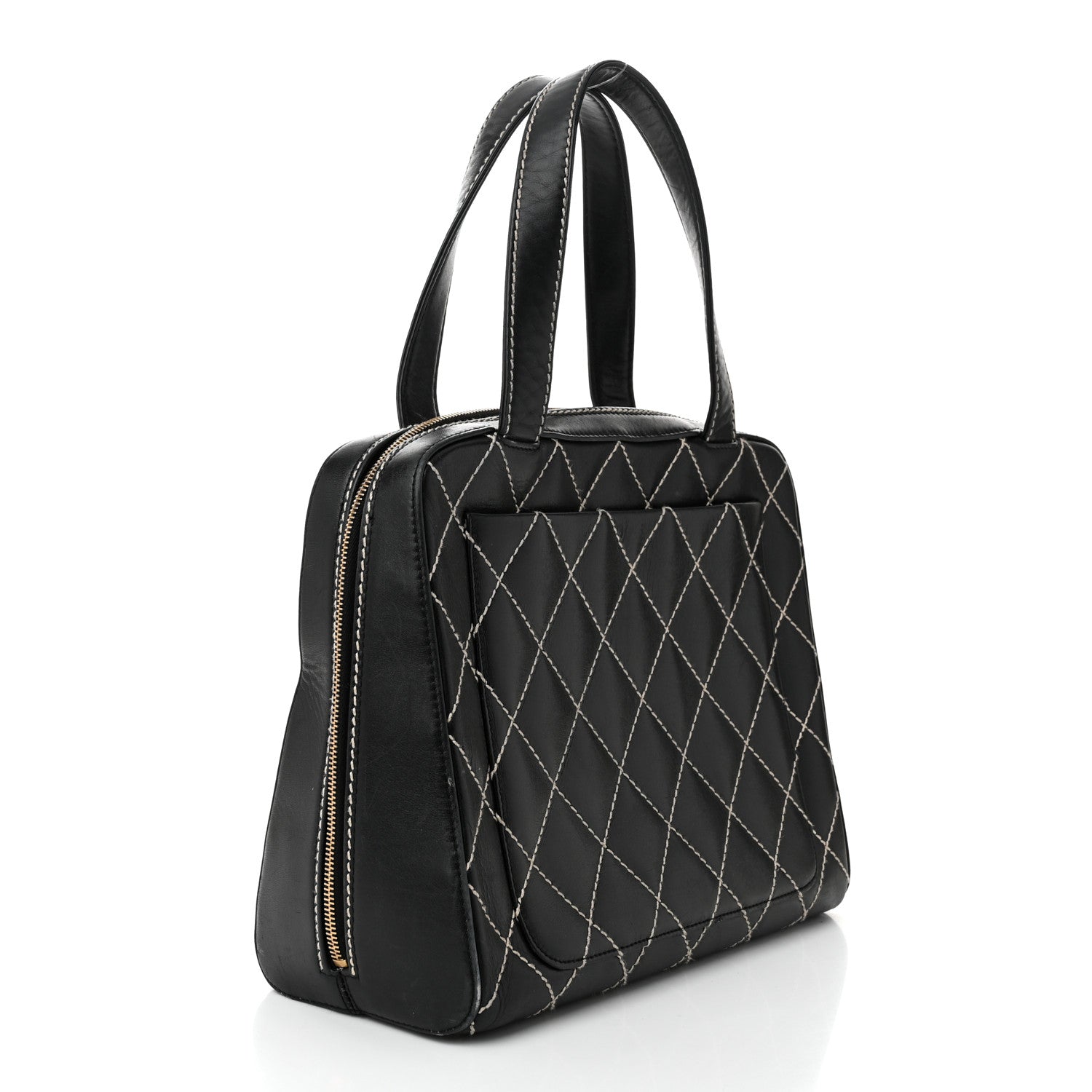 Calfskin Contrast Stitch Surpique Black