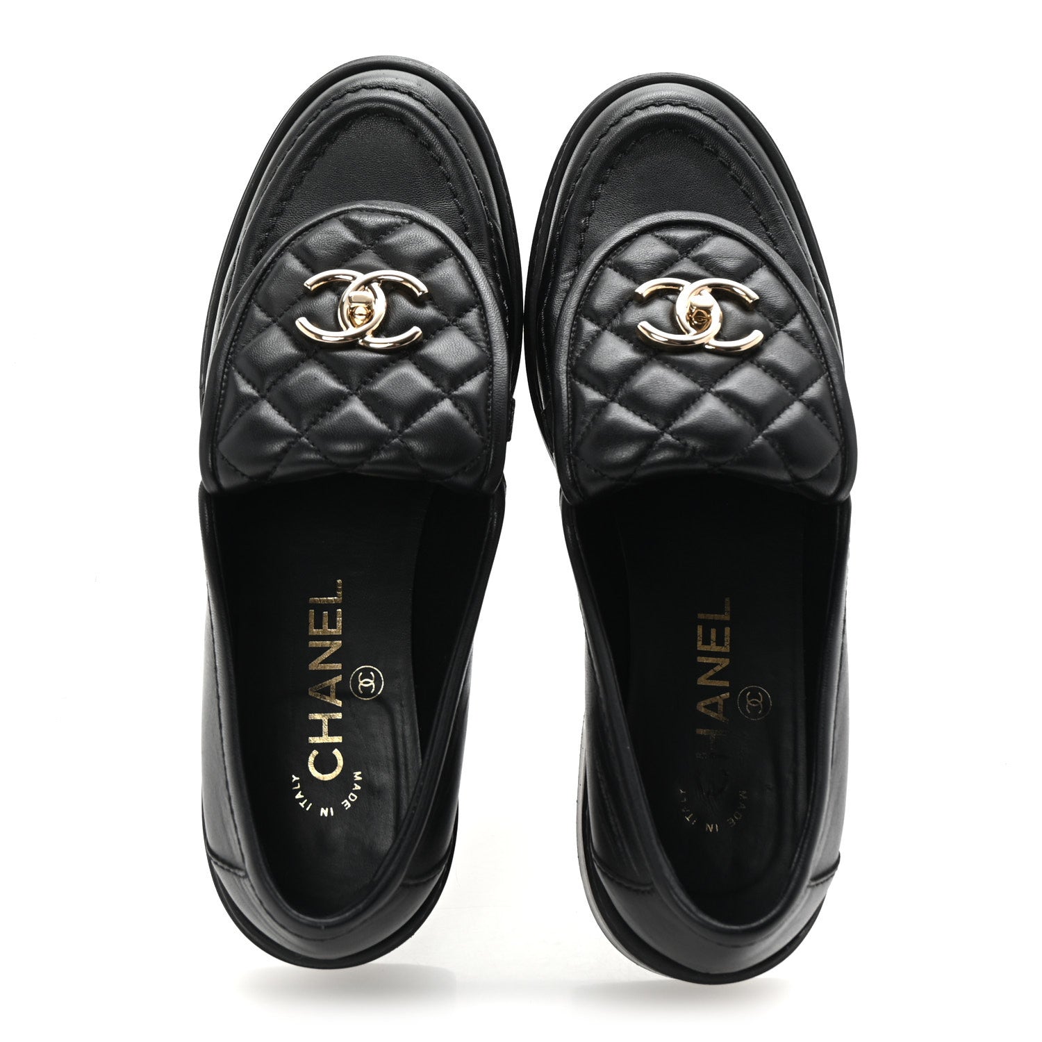 Lambskin Quilted CC Turnlock Loafers 37.5 Black