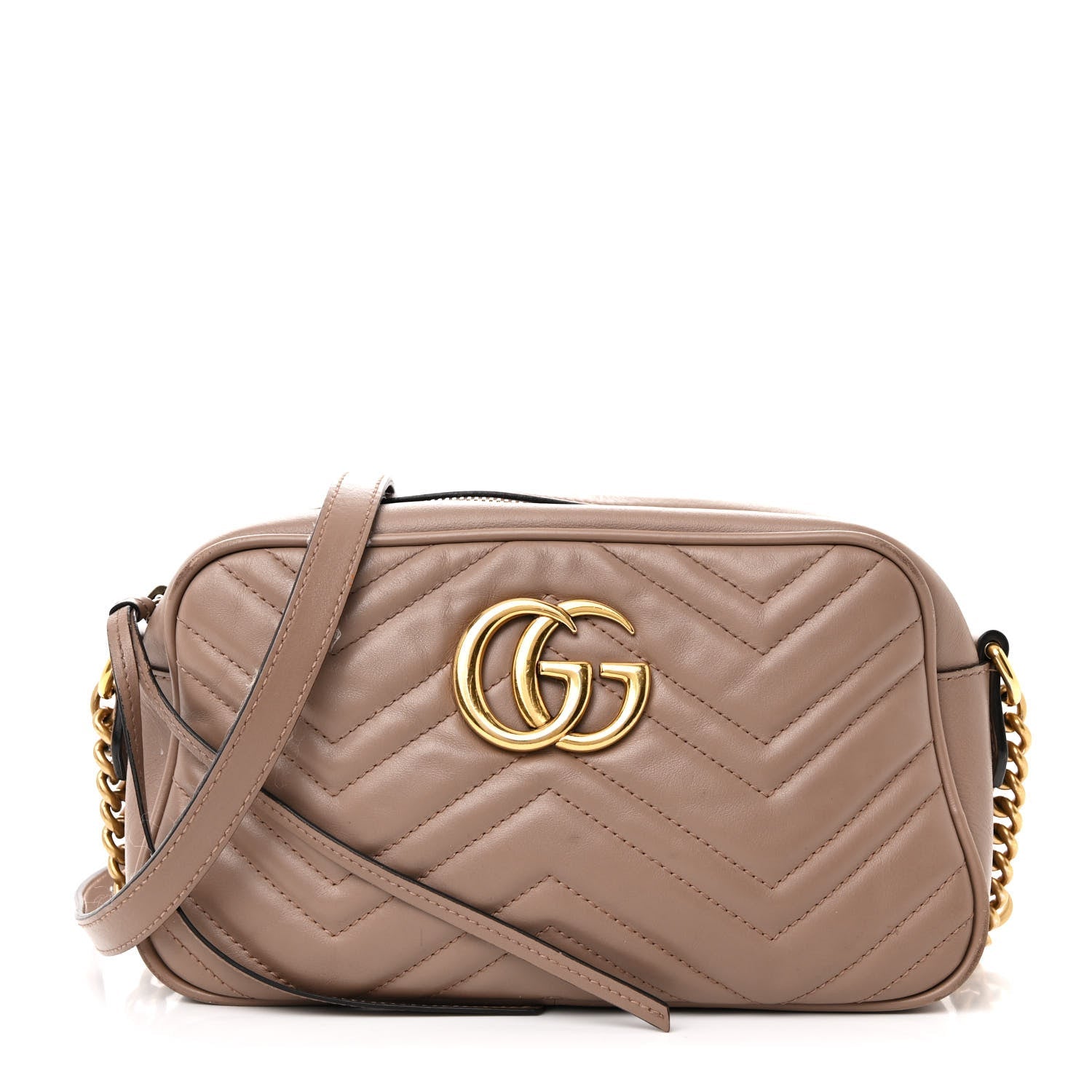 Calfskin Matelasse Small GG Marmont Chain Shoulder Bag Porcelain Rose