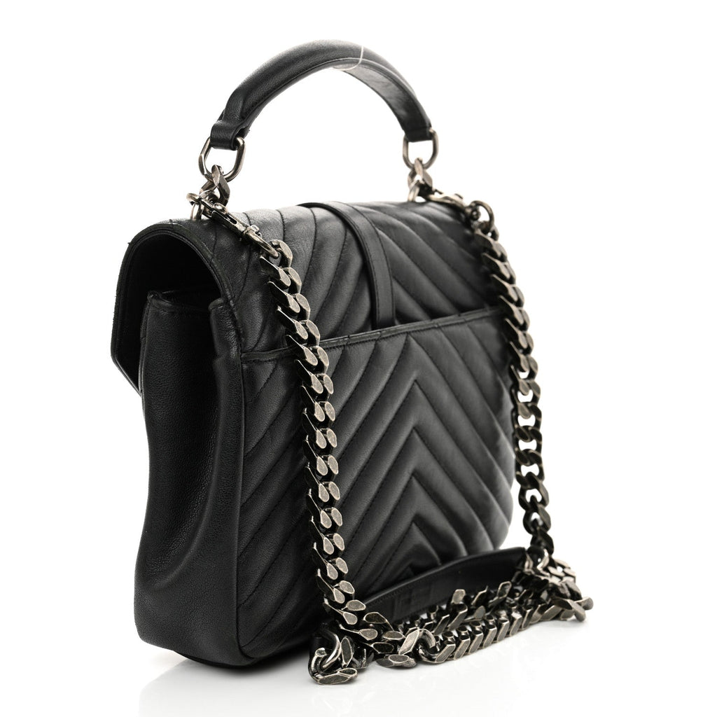 Matelasse Chevron Monogram Medium College Bag Black