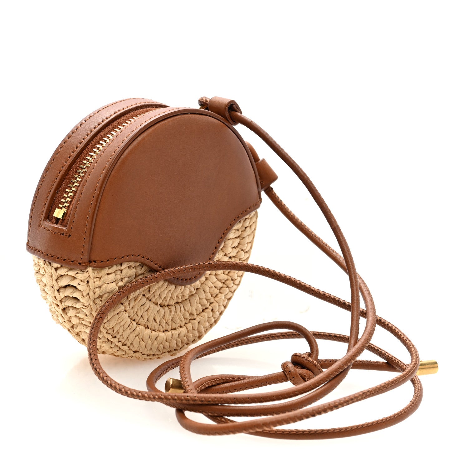 Raffia Round Camera Bag Beige Naturel