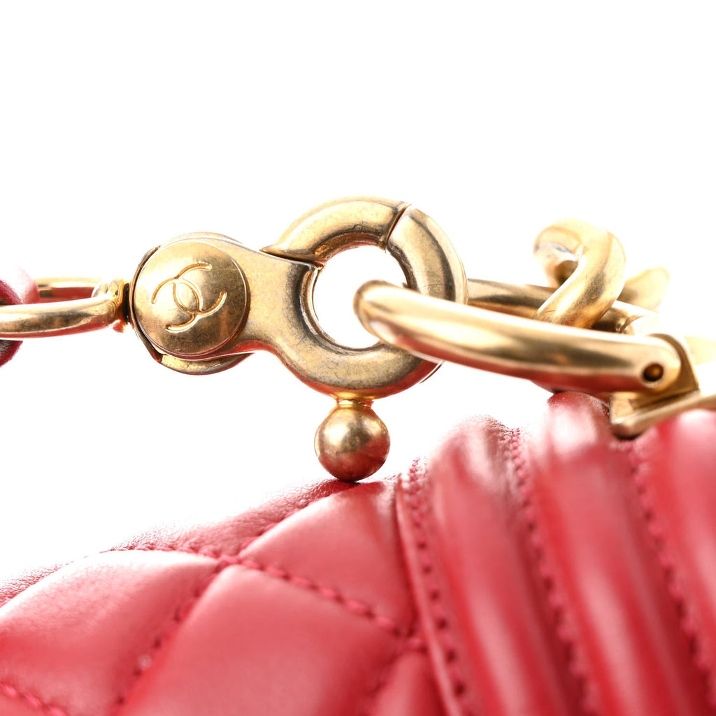 Calfskin Medium Boy Logo Top Handle Flap Red