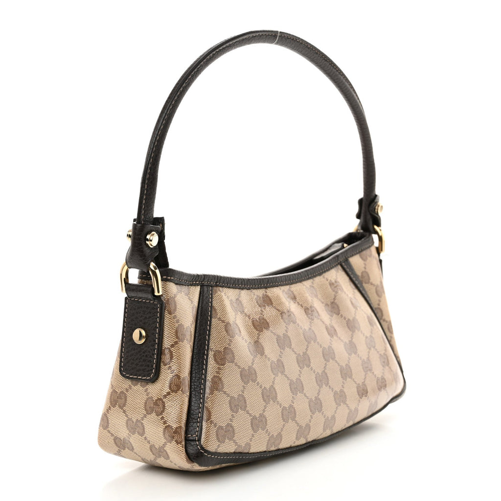 Crystal Monogram Small D Ring Gold Hobo Brown