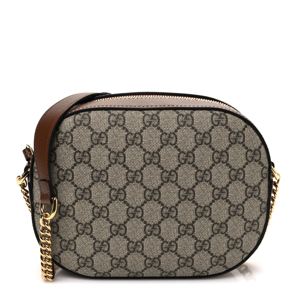 GG Supreme Monogram Cuoio Toscano Mini Chain Shoulder Bag Beige Ebony Cuir