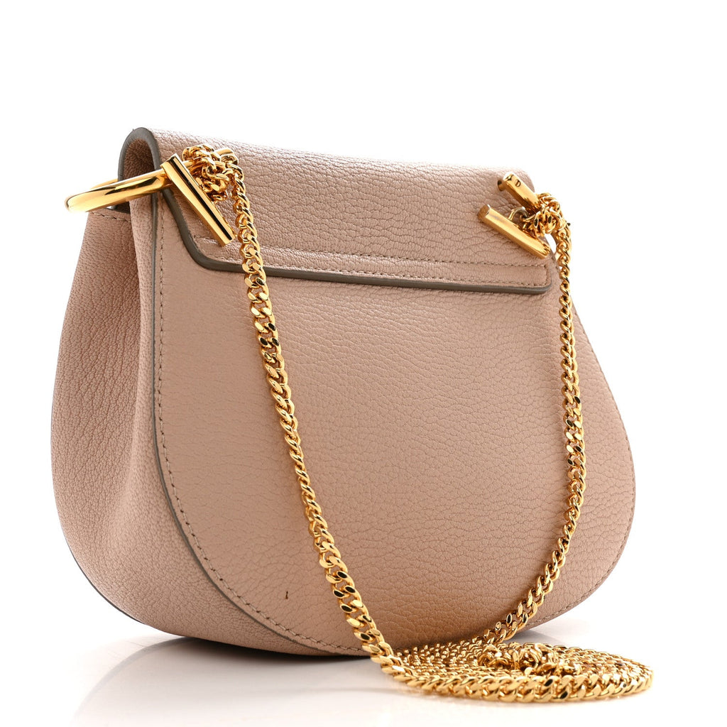 Grained Lambskin Mini Drew Shoulder Bag Cement Pink