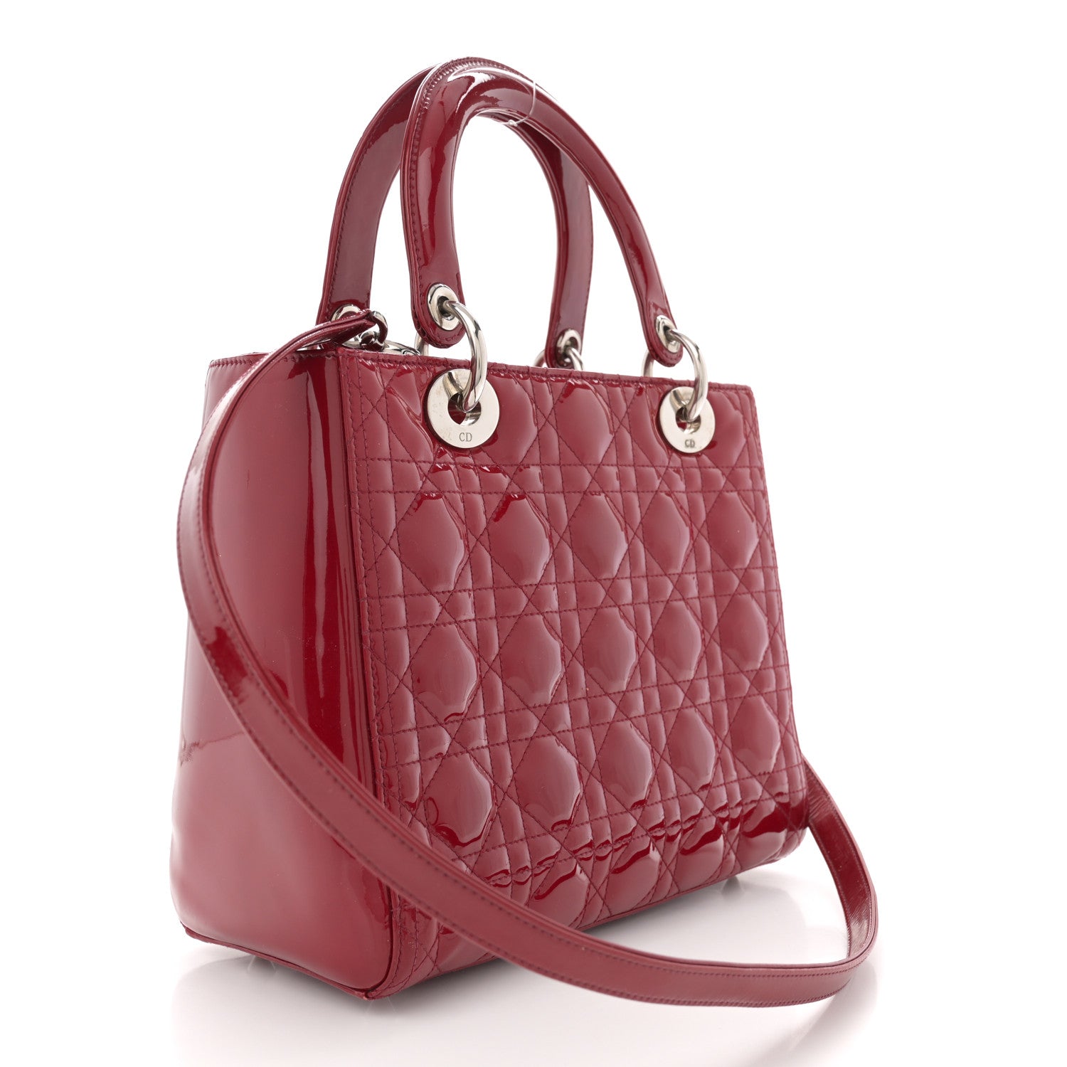 Patent Cannage Medium Lady Dior Burgundy Red