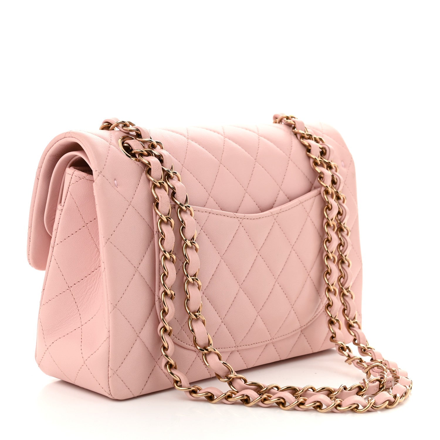 Lambskin Quilted Small Double Flap Light Pink