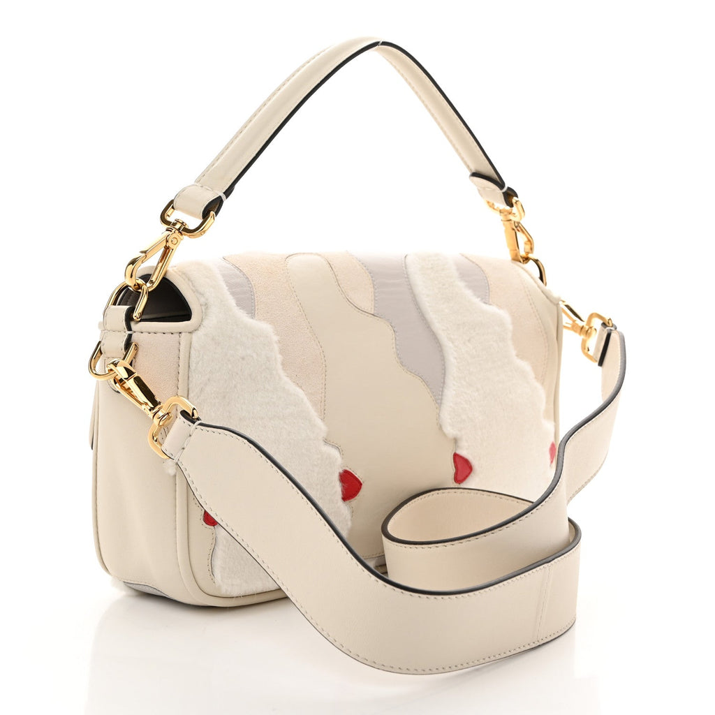 Mink Fur Nappa Faces Baguette Multicolor Bianco Carta