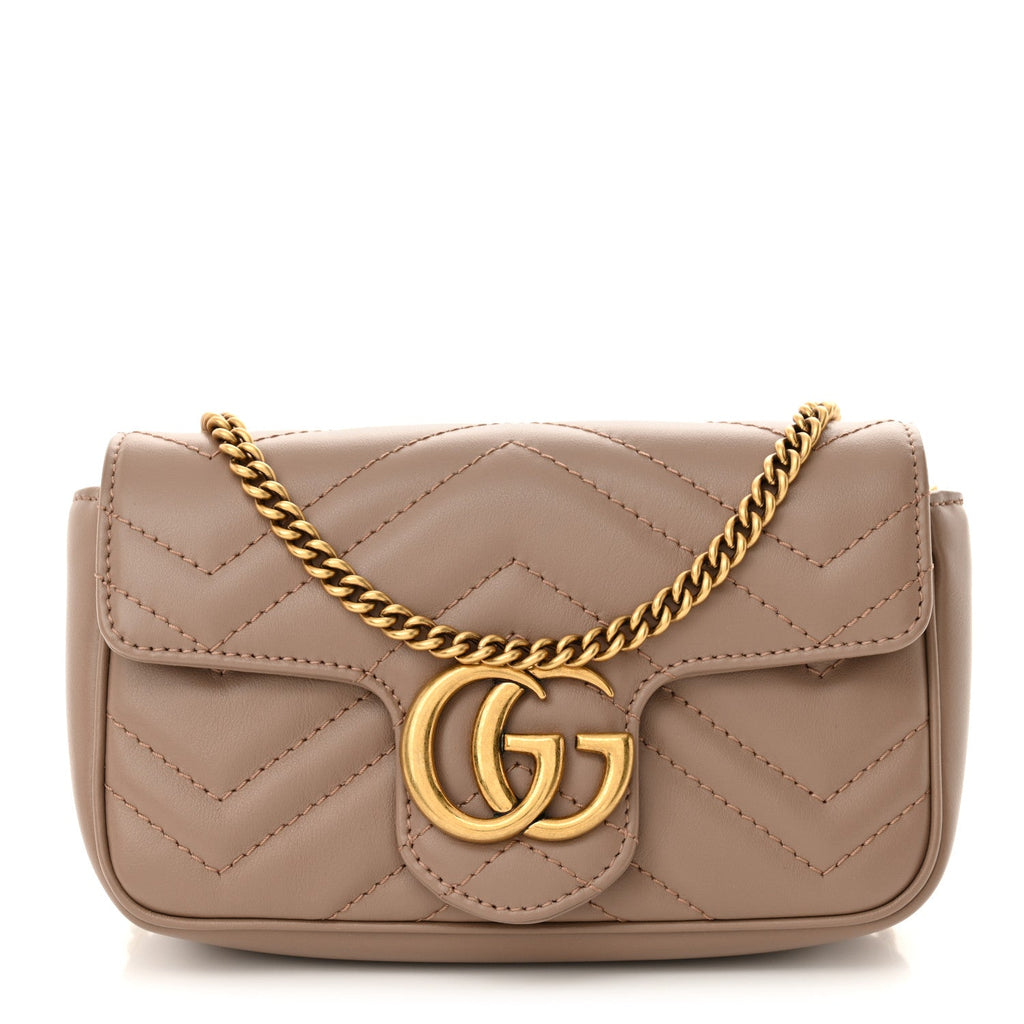 Calfskin Matelasse Super Mini GG Marmont Shoulder Bag Porcelain Rose