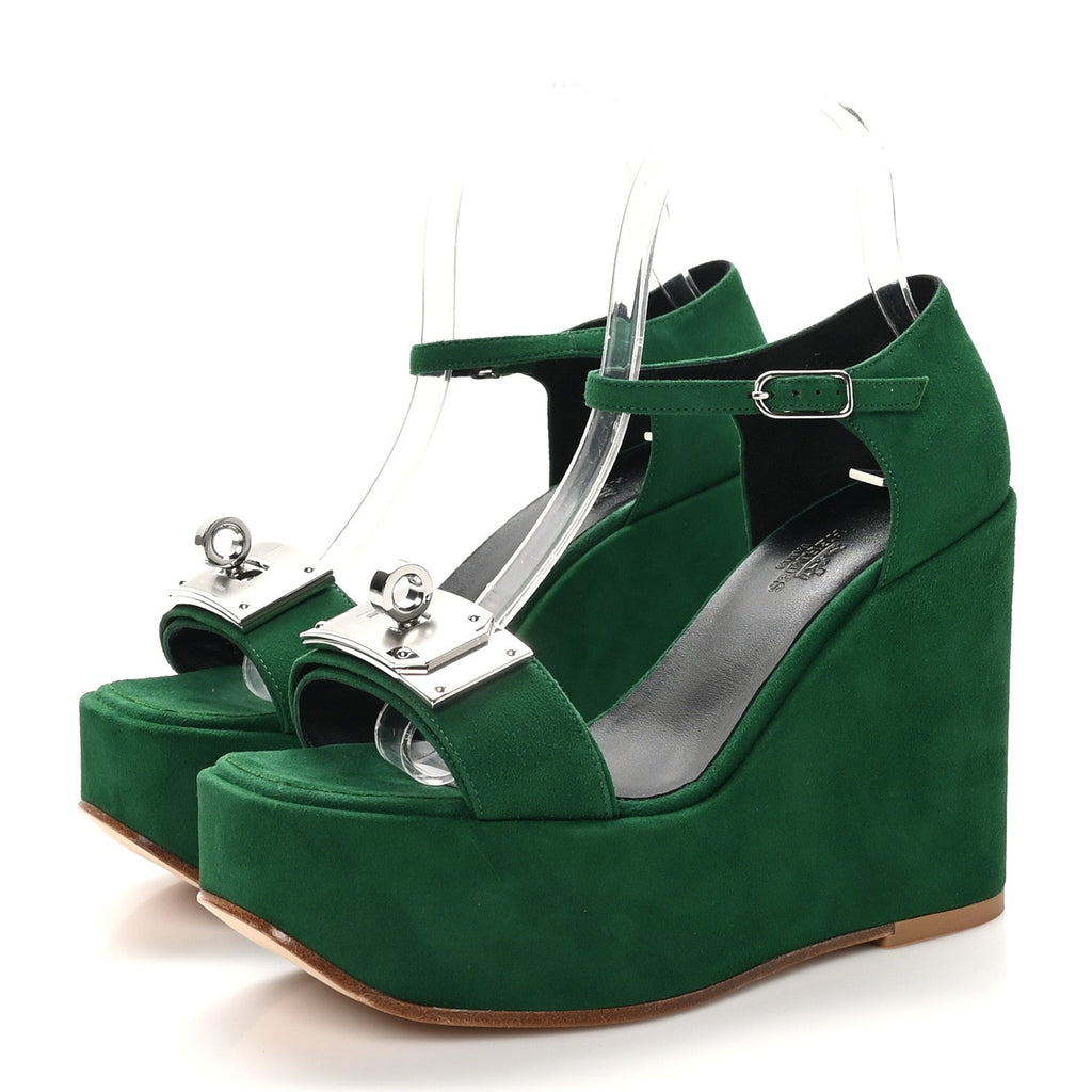 Suede Goatskin Hilda 80 Sandals 37.5 Vert Electrique