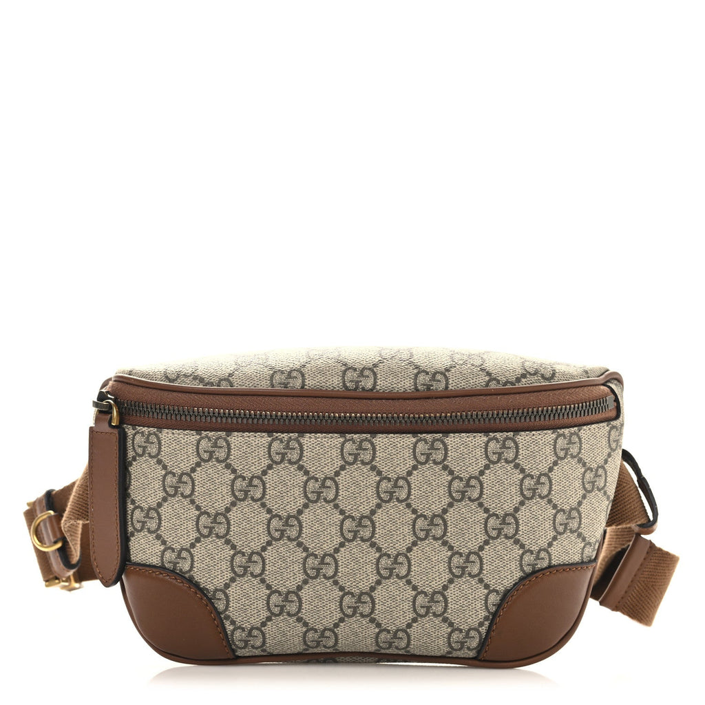 GG Supreme Monogram Emblem Calfskin Small Belt Bag Beige Dark Brown