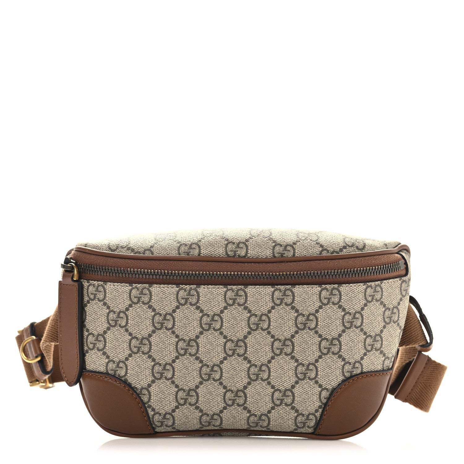 GG Supreme Monogram Emblem Calfskin Small Belt Bag Beige Dark Brown