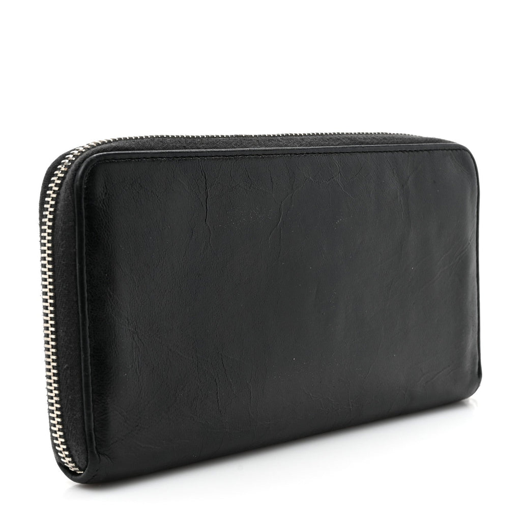 Lambskin Studded Small Timeless CC Zip Around Wallet Black