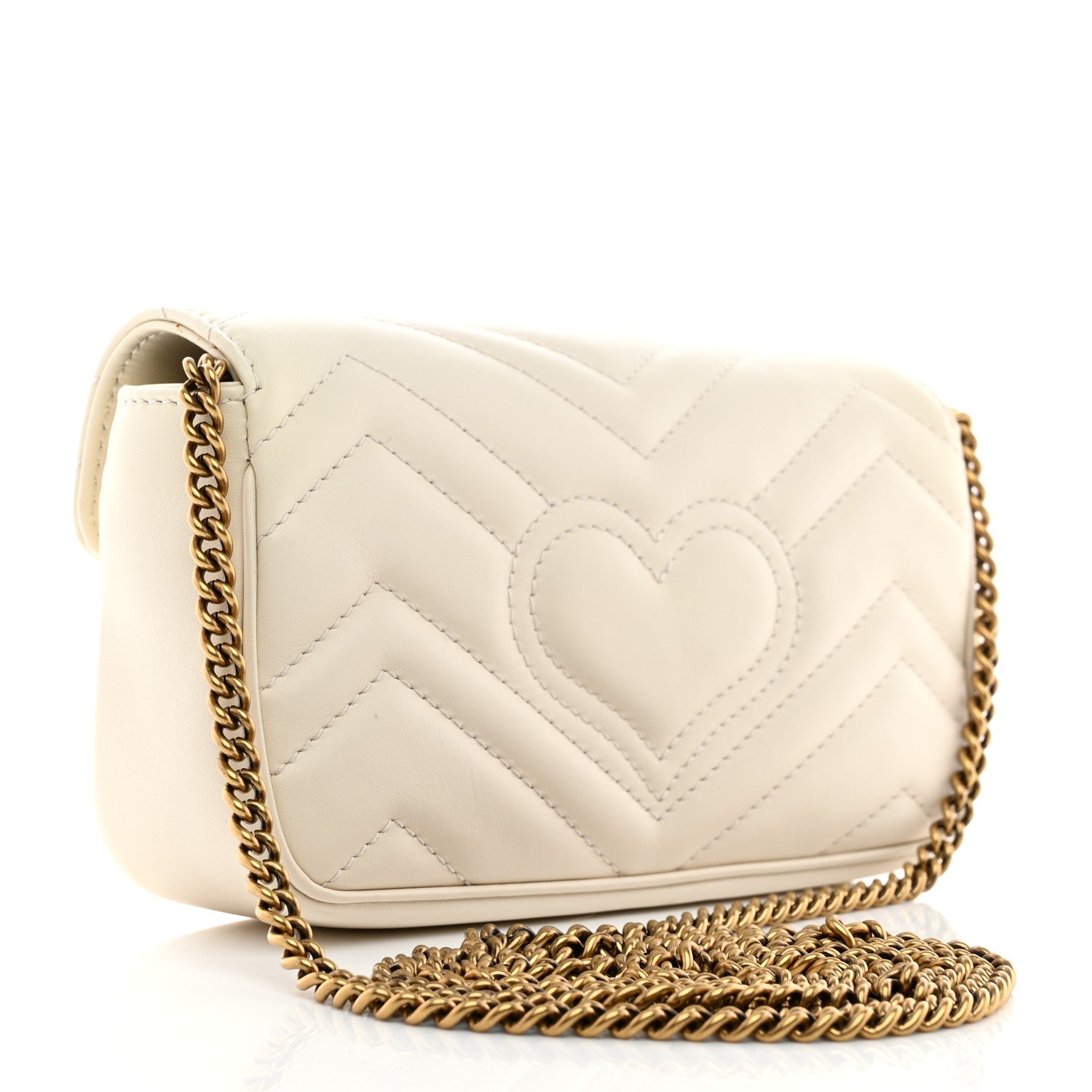 Calfskin Matelasse Super Mini GG Marmont Shoulder Bag White