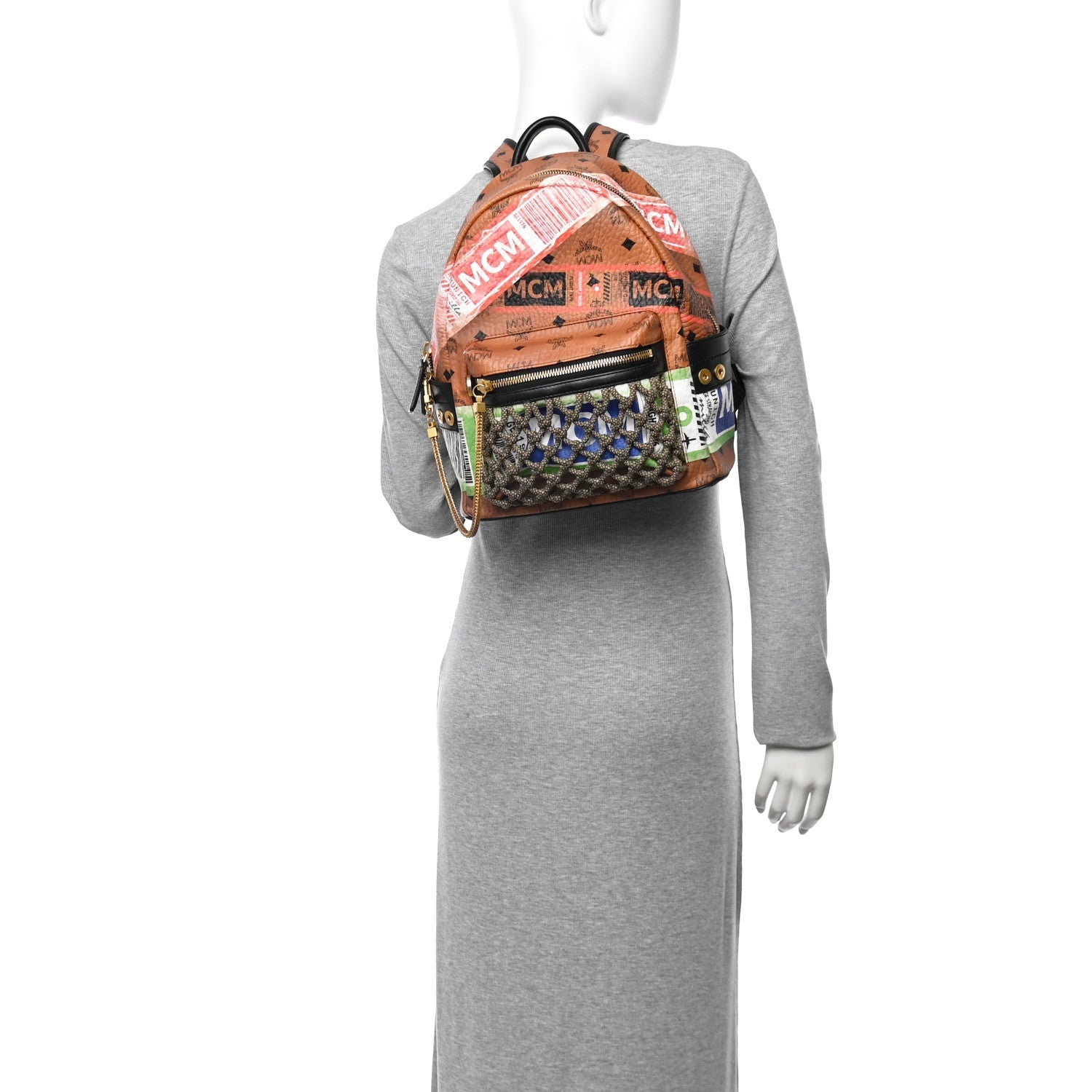 Visetos Flight Print Small Stark Backpack Cognac