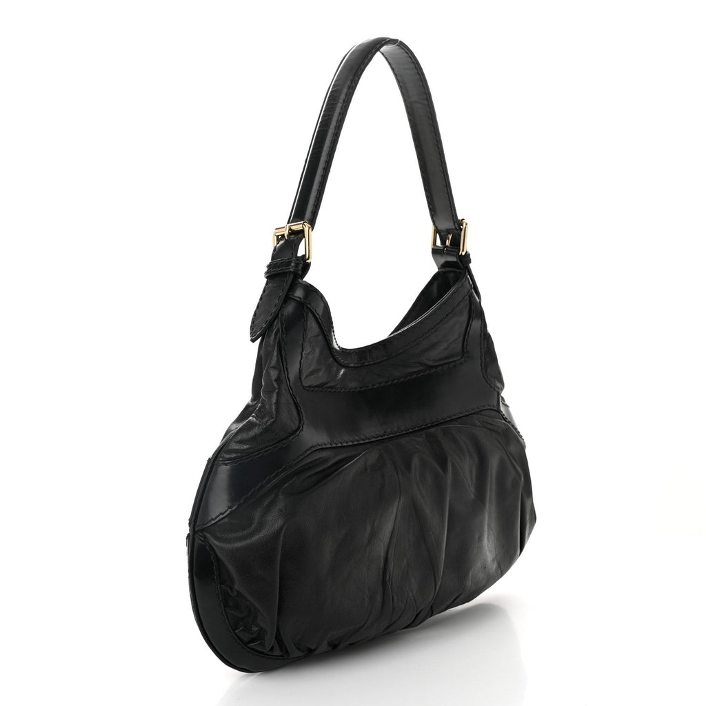 Calfskin Queen Bow Hobo Black