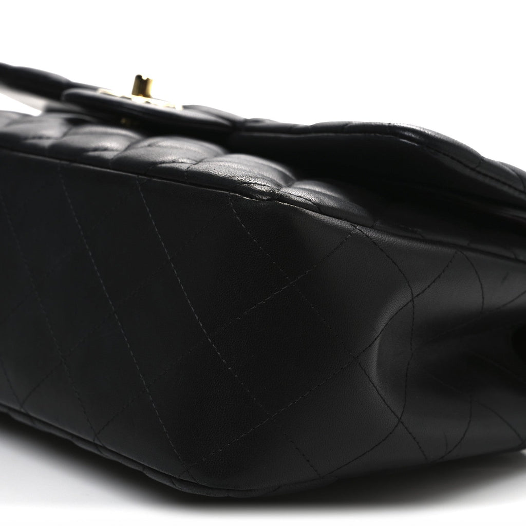 Lambskin Quilted Jumbo Double Flap Black