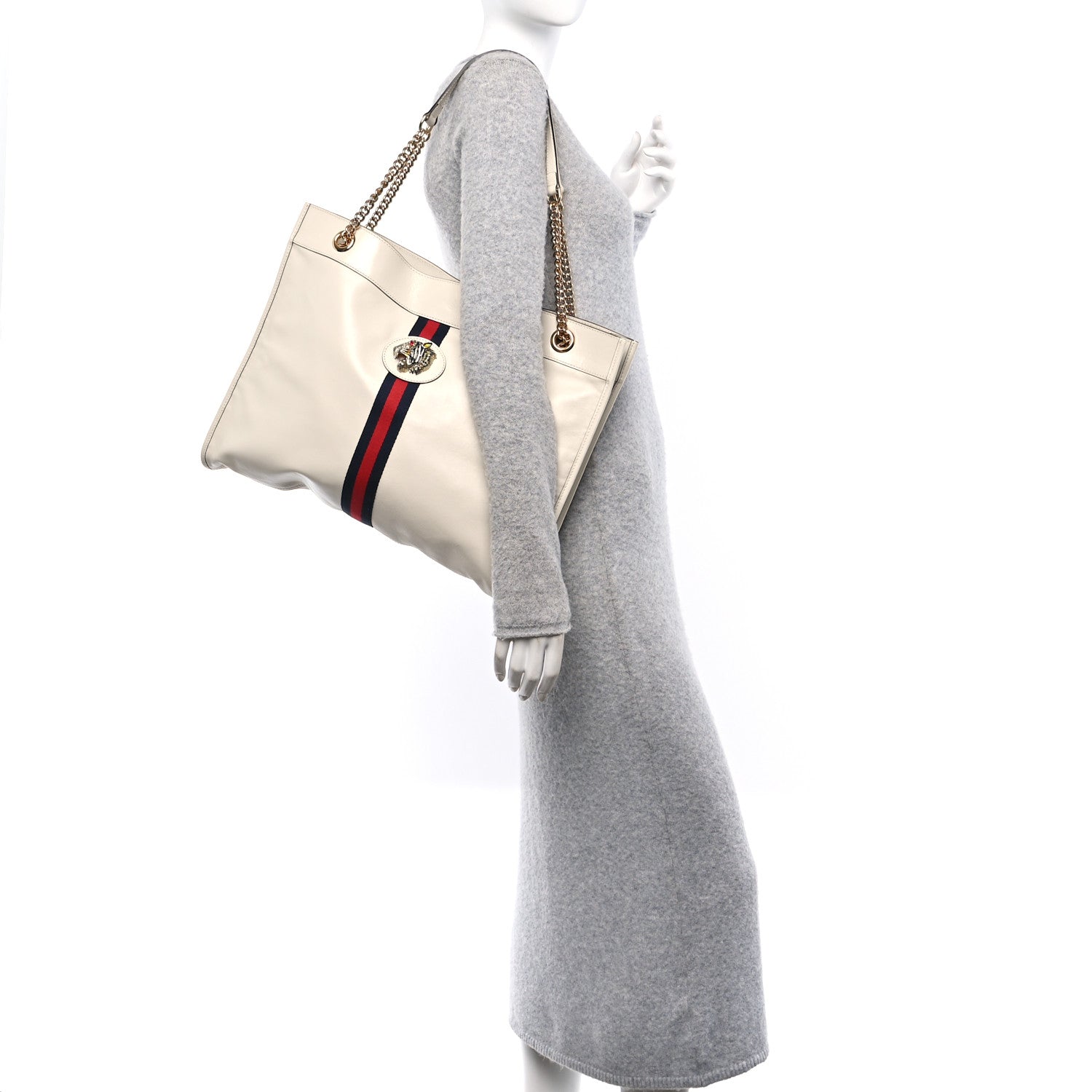 Calfskin Large Rajah Chain Tote White