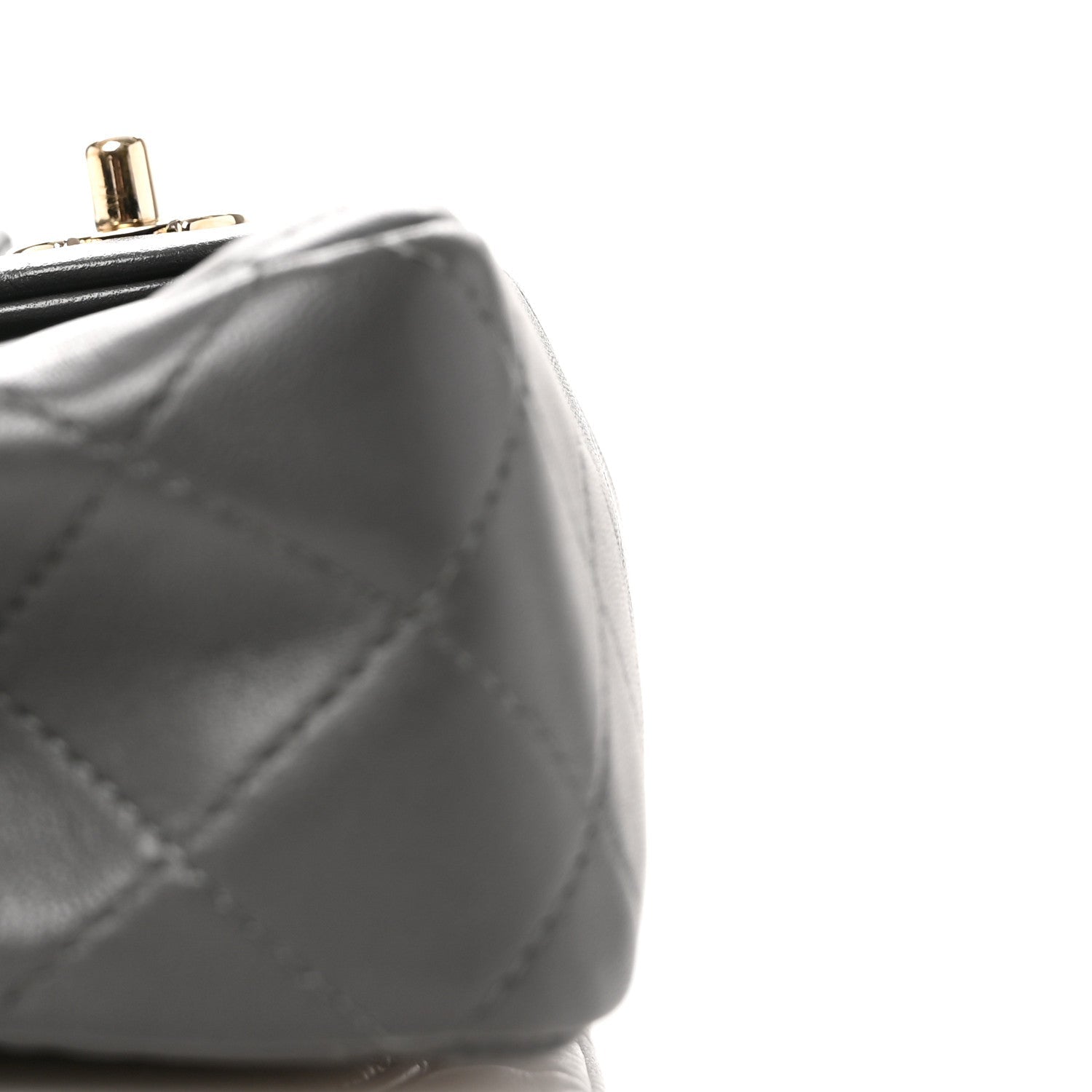 Lambskin Quilted Mini Rectangular Flap Dark Grey
