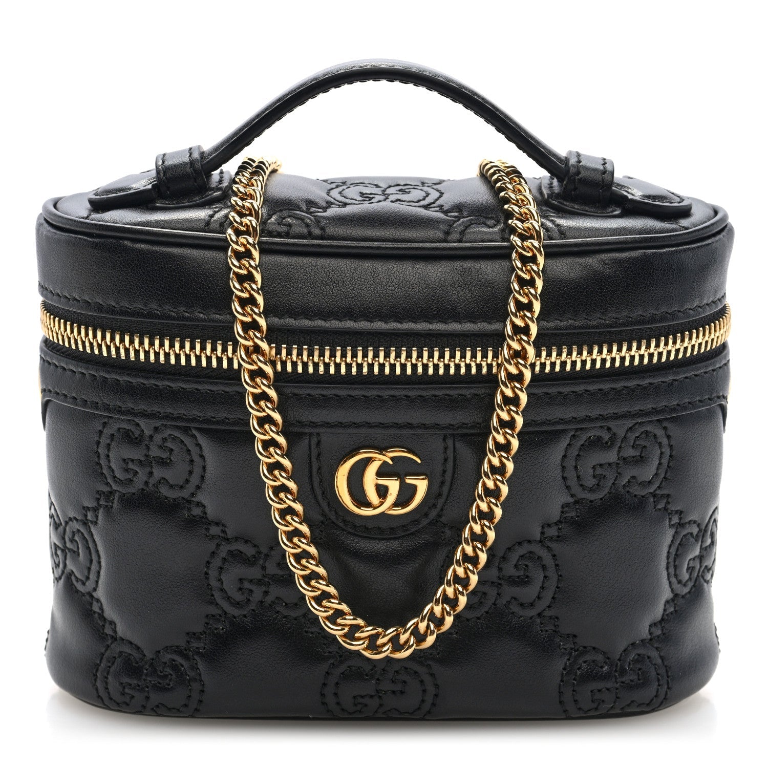 Calfskin GG Matelasse Mini Top Handle Bag Black