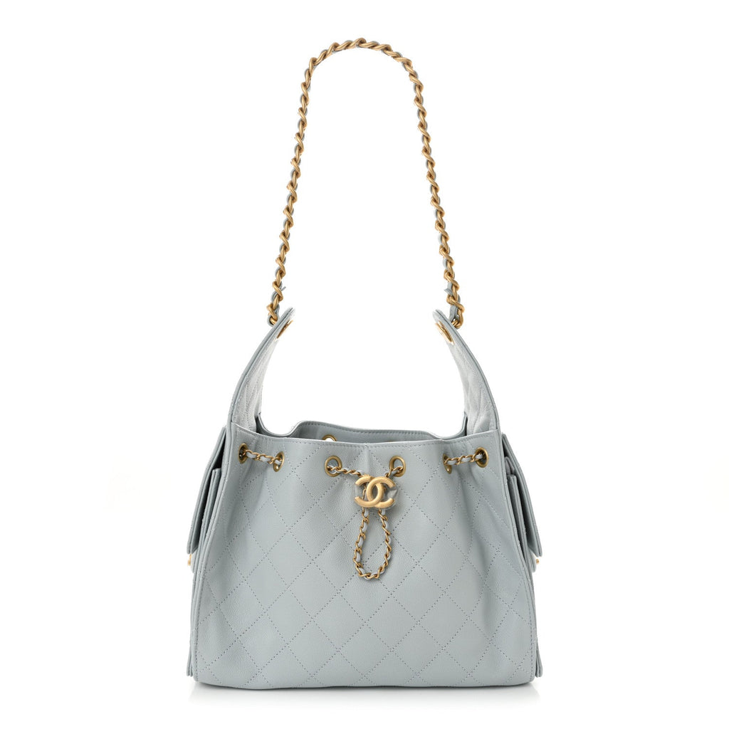 Caviar Quilted Small Chanel 25 Handbag Light Blue