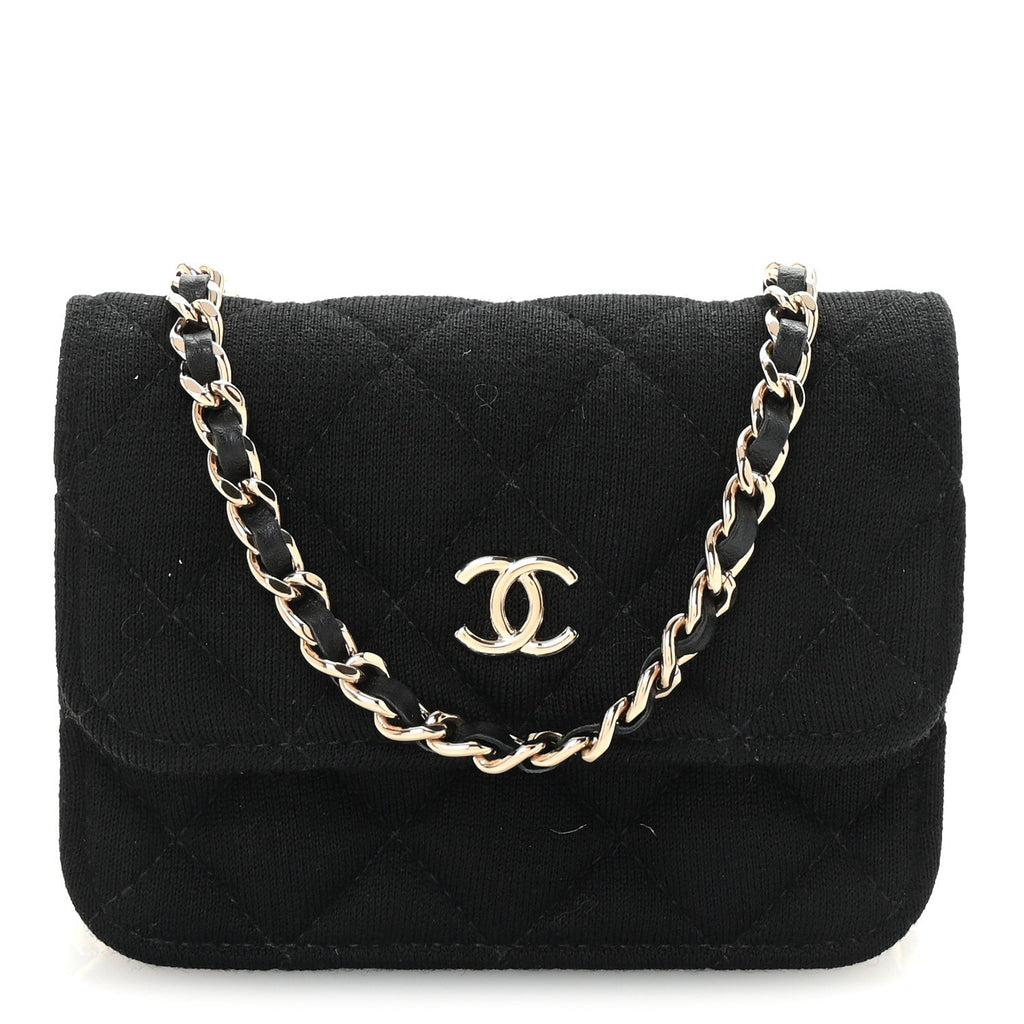 Jersey Quilted Micro Mini Flap Black