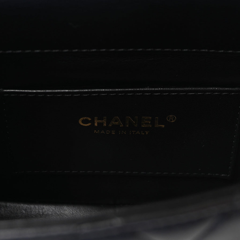 Lambskin Enamel Strass Quilted Mini Paris Monaco Flap Black