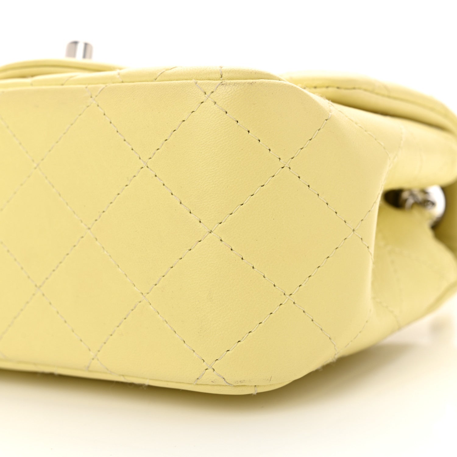 Lambskin Quilted Mini Square Flap Light Yellow