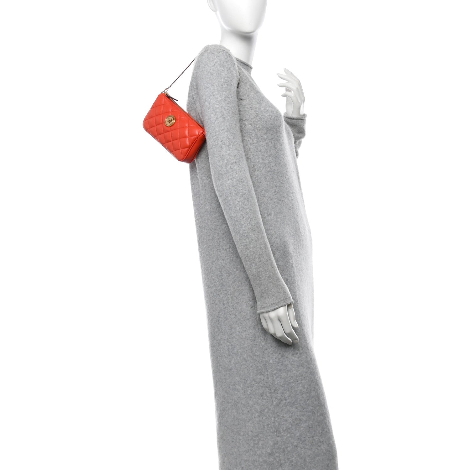 Nappa Quilted La Medusa Mini Pouch Bag Coral