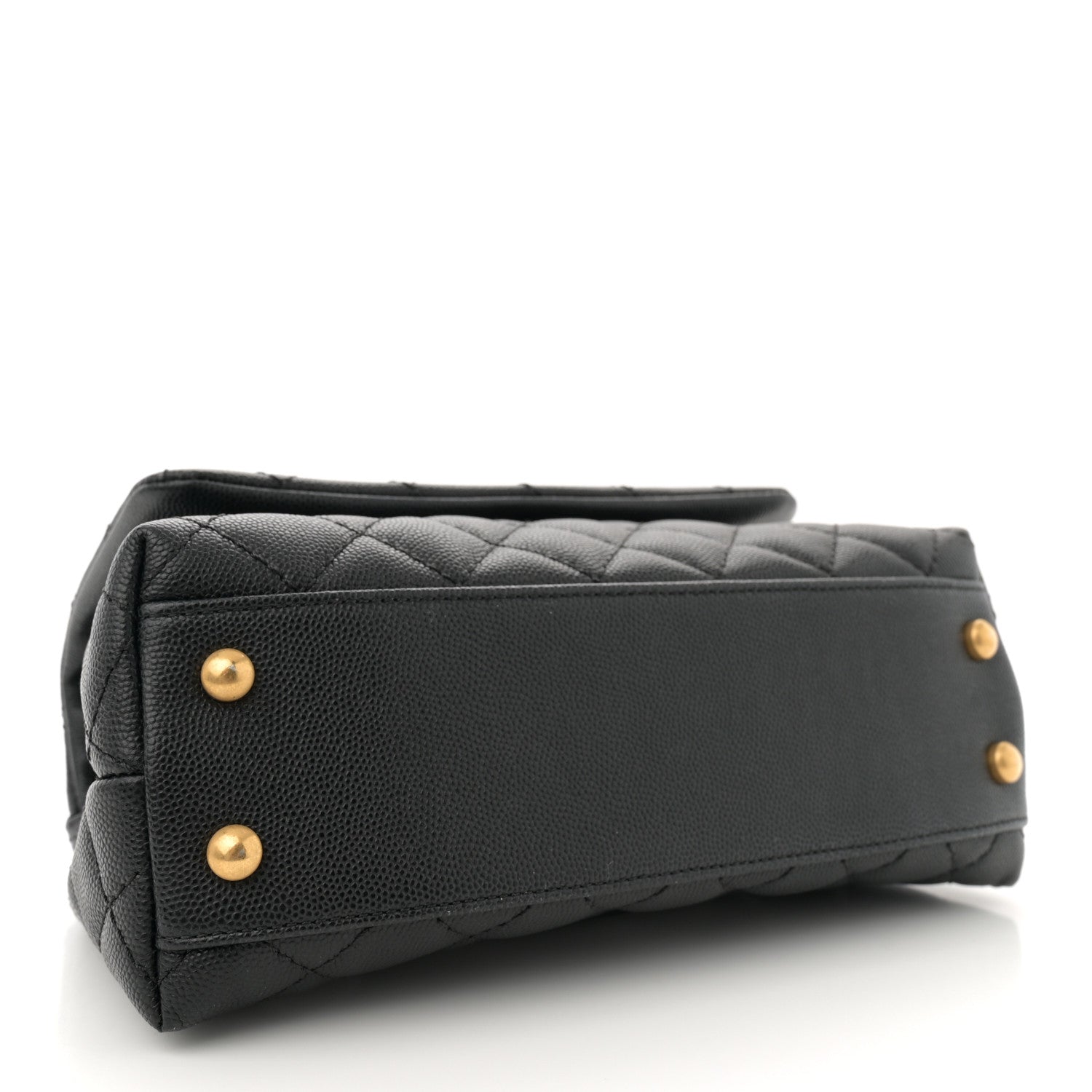 Caviar Quilted Mini Coco Handle Flap Black