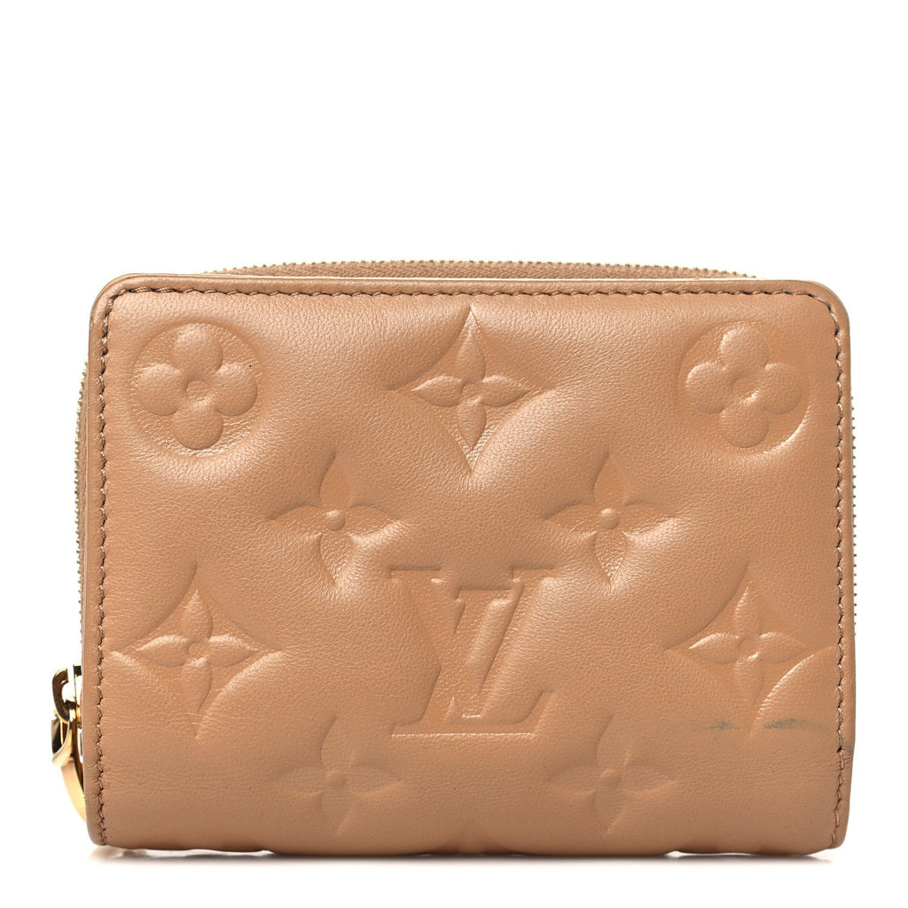 Lambskin Embossed Monogram Lou Coussin Wallet Camel