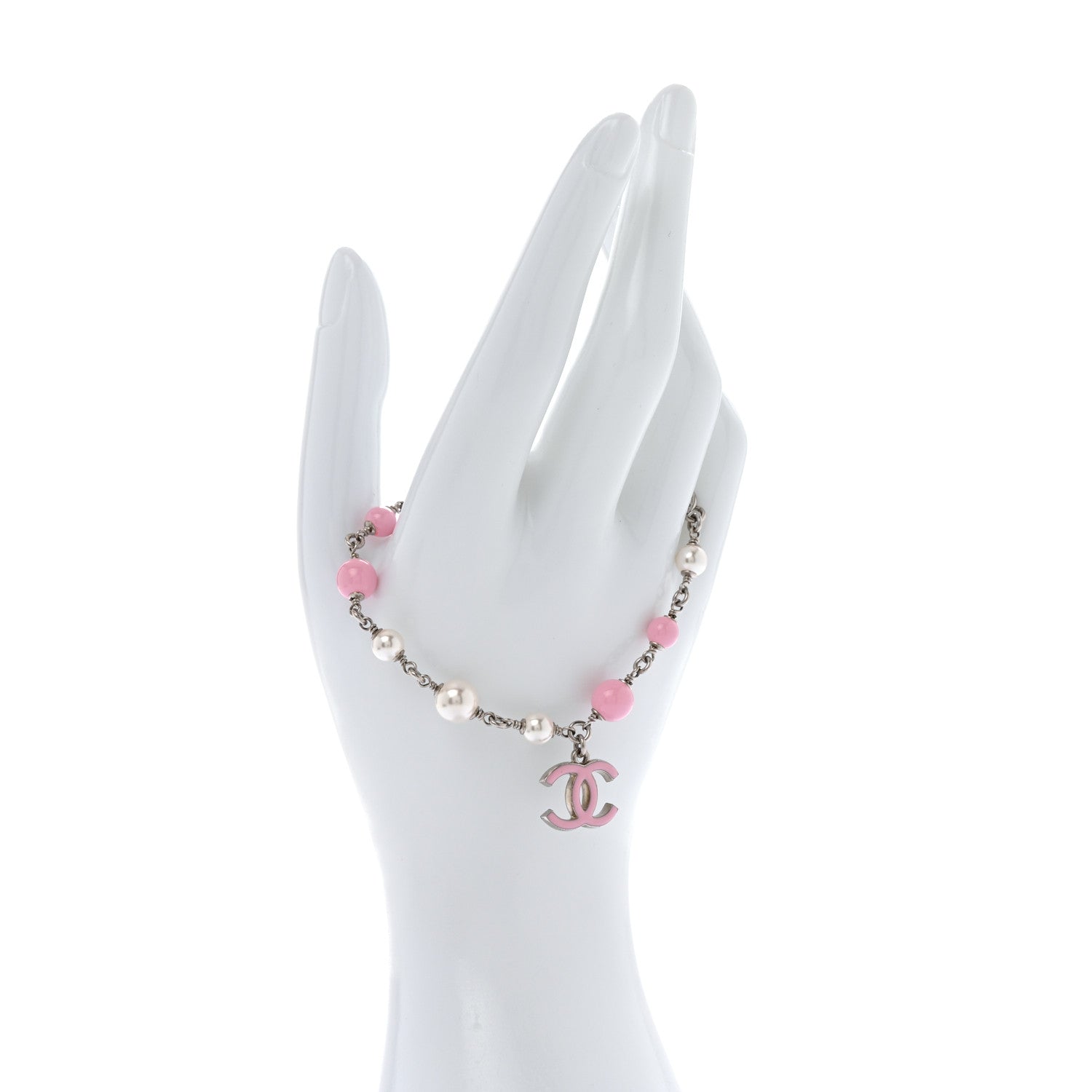 Pearl Enamel CC Bracelet Pink