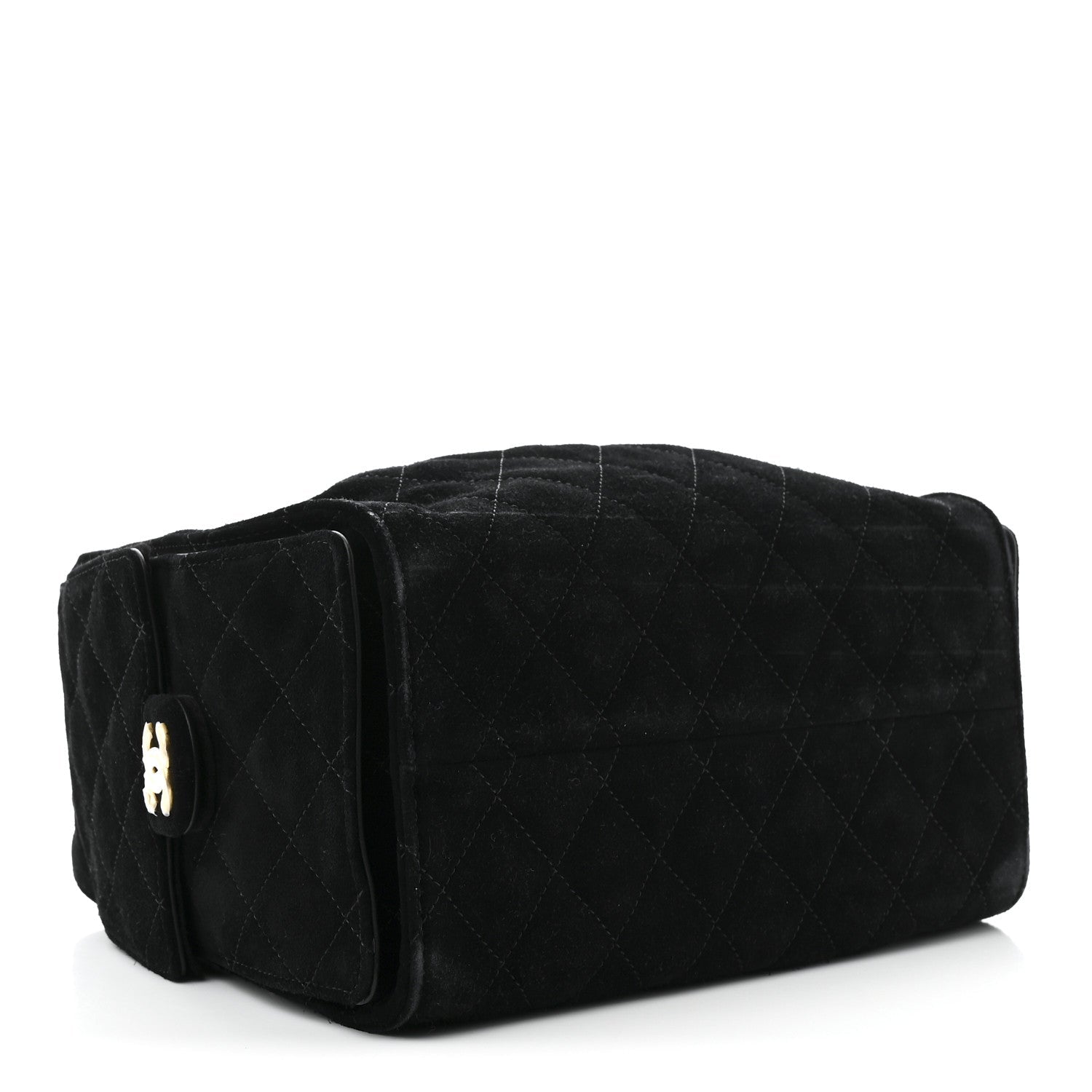 Suede Quilted Small Chanel 25 Handbag Black