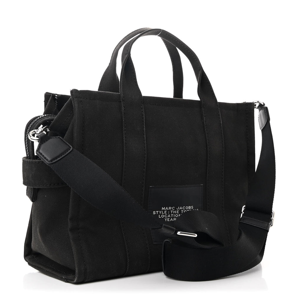 Cotton Canvas Medium The Traveler Tote Bag Black
