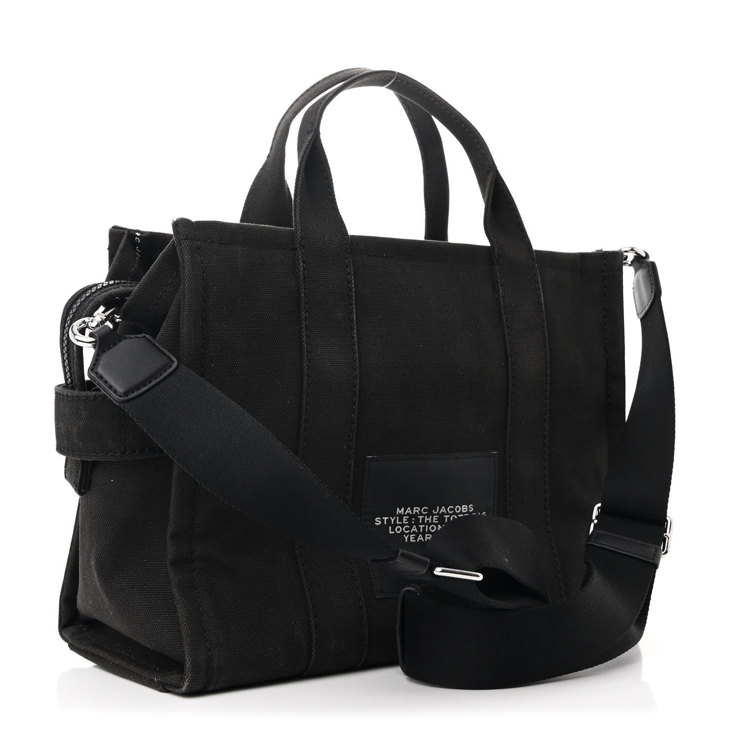 Cotton Canvas Medium The Traveler Tote Bag Black