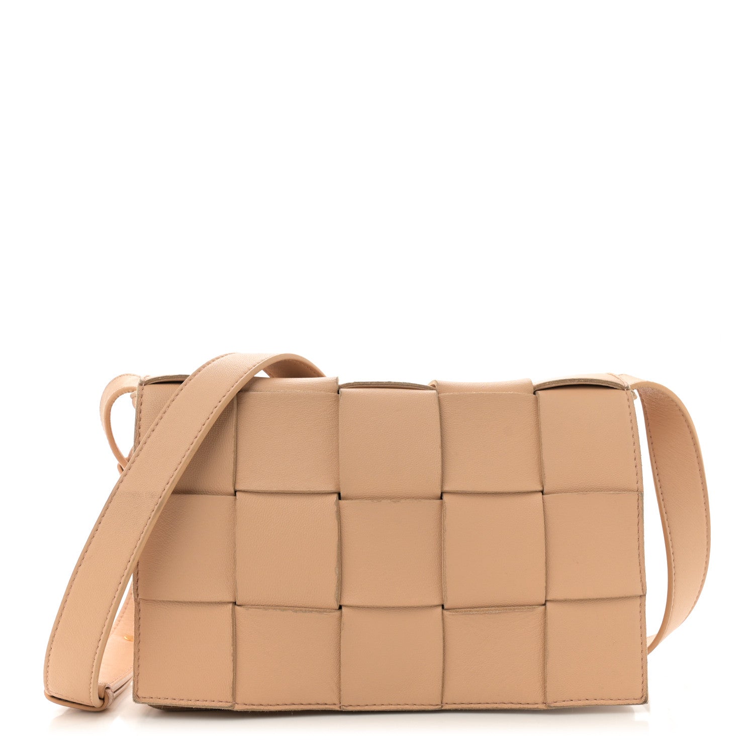 Lambskin Maxi Intrecciato Cassette Crossbody Bag Almond