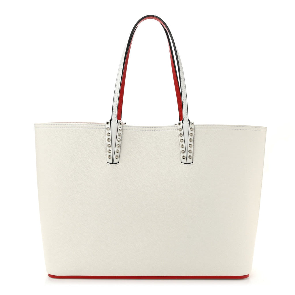 Calfskin Spikes Large East West Cabata Tote Snow