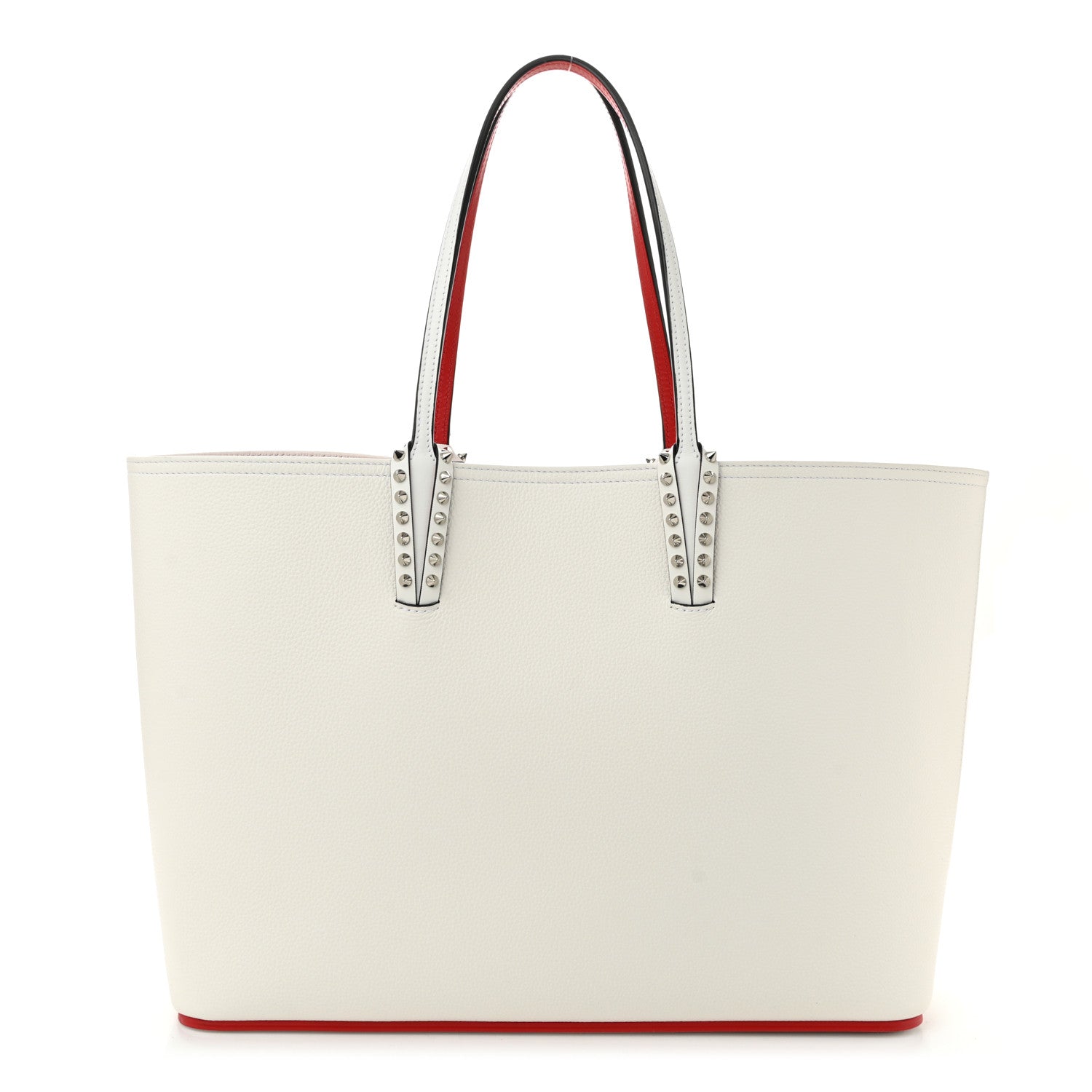 Calfskin Spikes Large East West Cabata Tote Snow