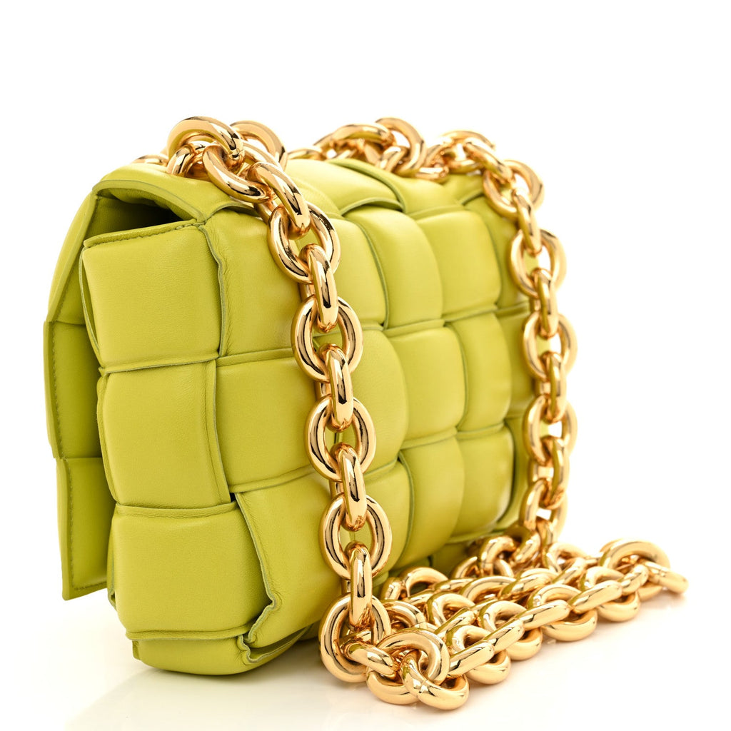 Lambskin Maxi Intreccio Padded Chain Cassette Crossbody Bag Kiwi