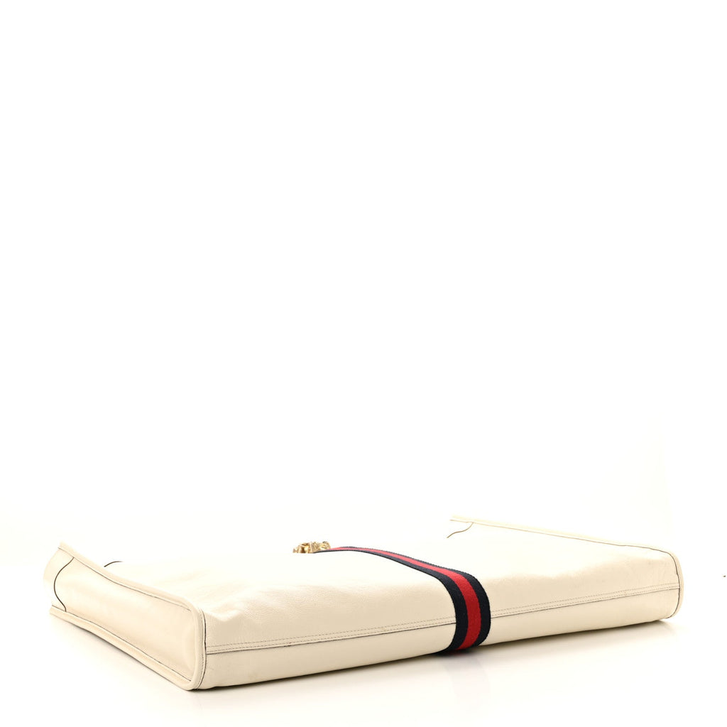 Calfskin Maxi Rajah Chain Tote White