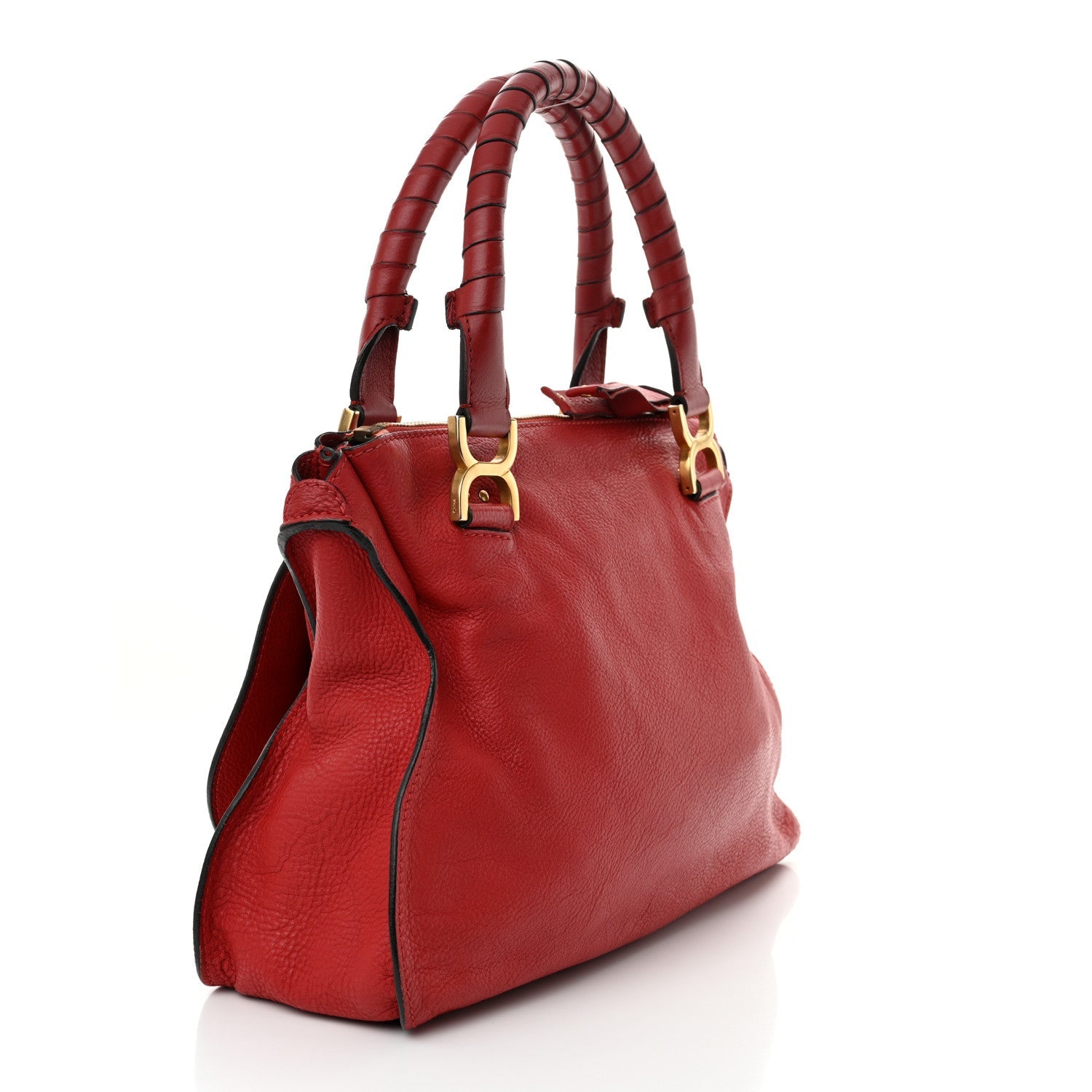 Calfskin Medium Marcie Satchel Peony Red