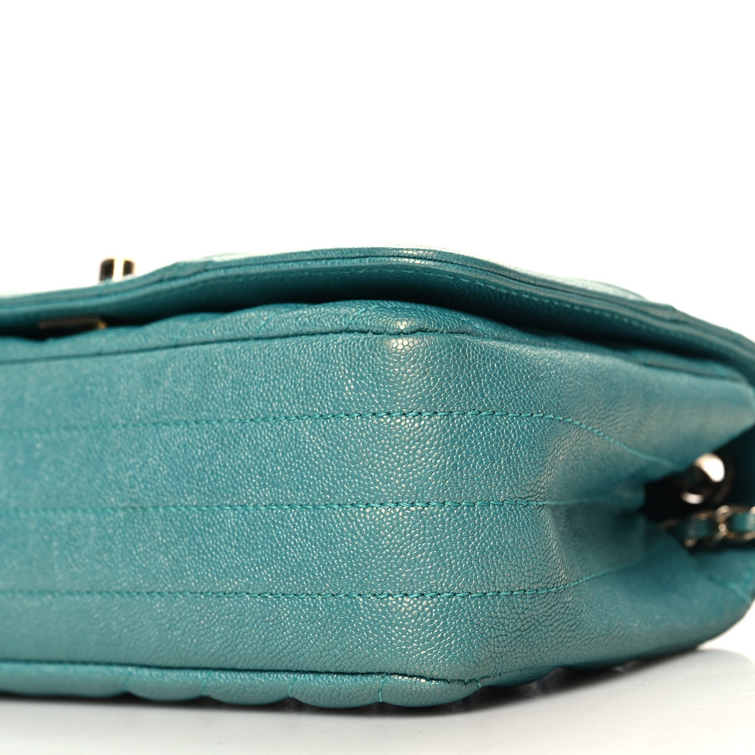 Caviar Chevron Quilted Small Statement Flap Turqouise