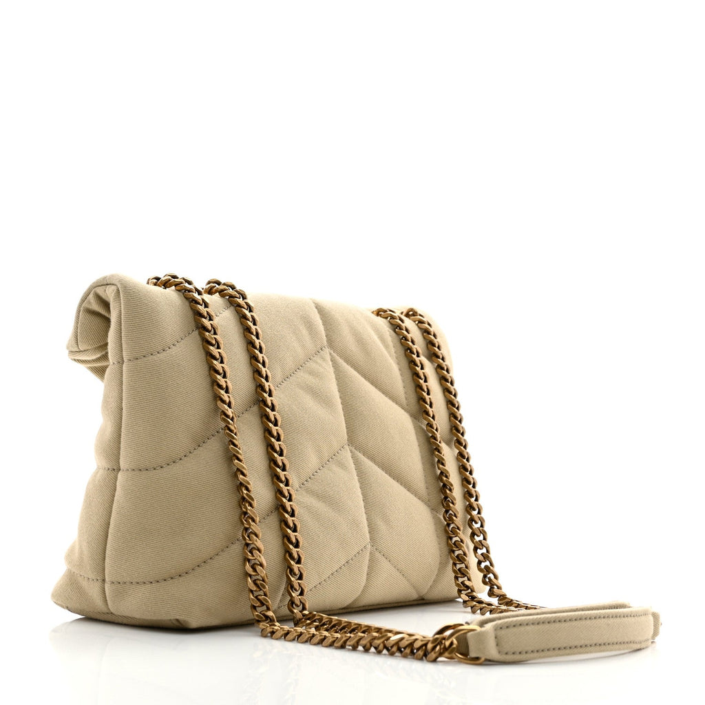 Canvas Quilted Toy Loulou Puffer Monogram Chain Satchel Cool Beige