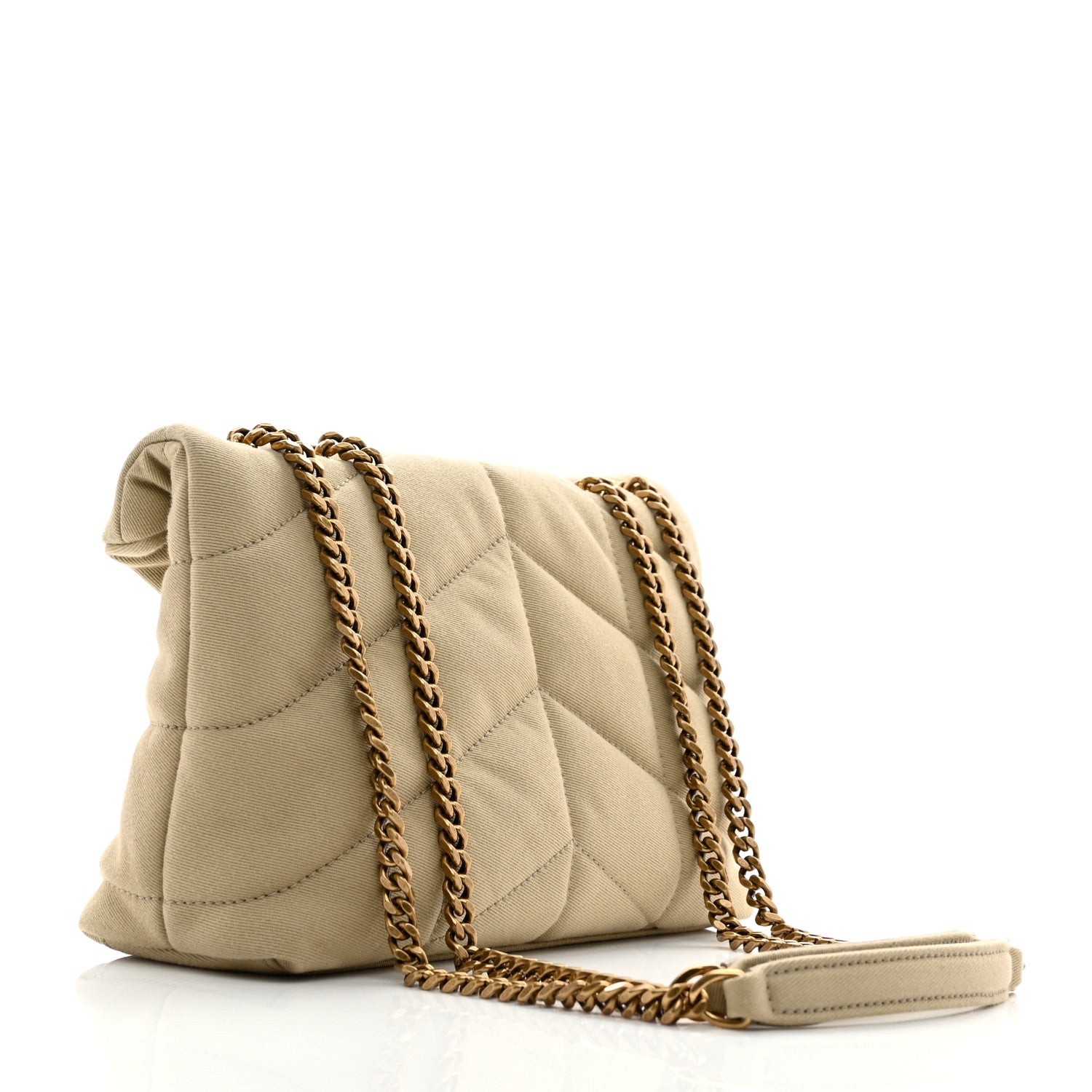 Canvas Quilted Toy Loulou Puffer Monogram Chain Satchel Cool Beige